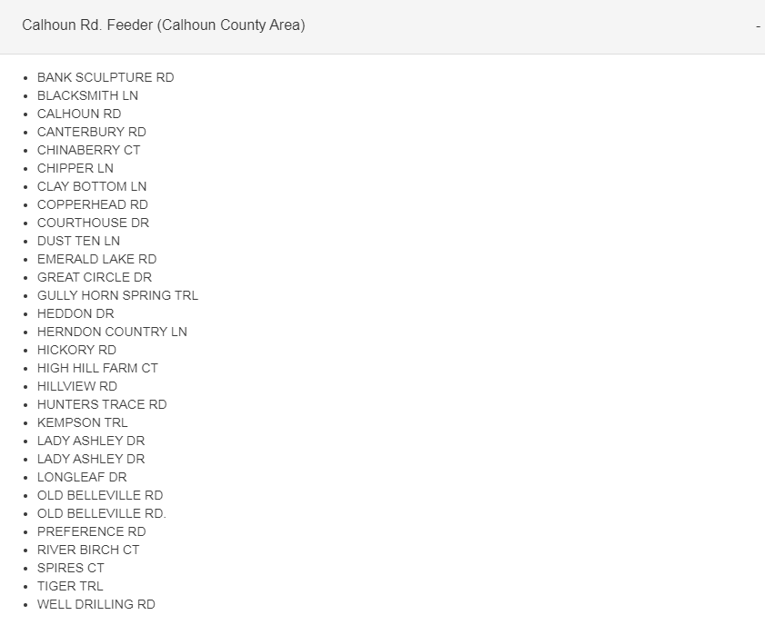 Calhoun Rd Names